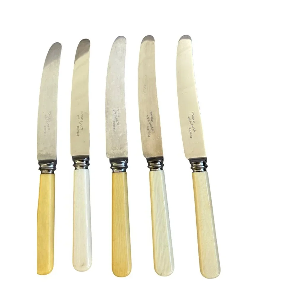 Frank & Co Sheffield England Reliance Knives Stanless Steel Cutlery Celluloid‎